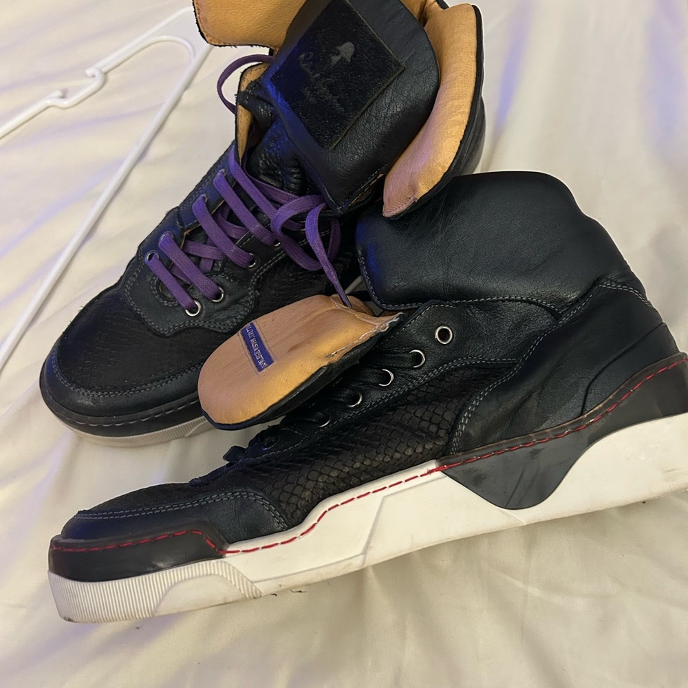 Robert Graham Black and Purple High-Top Sneakers
